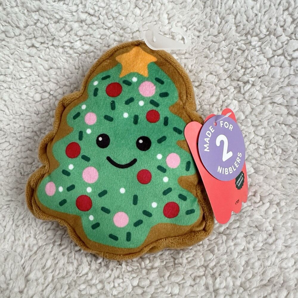 Boots And Barkley Target Christmas Tree Dog Toy Squeaker Plush Crinkle 6” Nibble